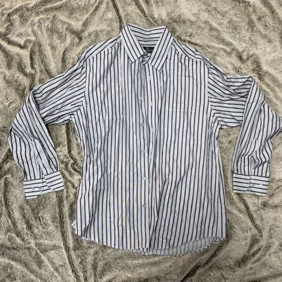 Bugatchi Gray and Red Striped Button-Front Shirt | Sz XL - Picture 3 of 5